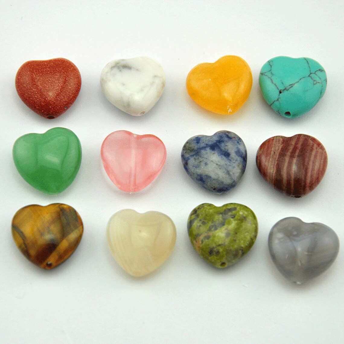 16mm Crystal Heart Beads12 Choices Gemstone Heart Shape Etsy