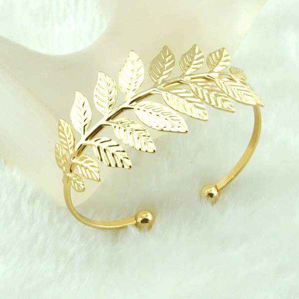 Leaf bracelet, leaf bangle, woodland, bridesmaid, wedding jewelry, cute bangle, bangle, friendship bracelet, cute bracelet,-G1817-Y