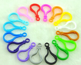 20pcs/50pcs/100pcs Multicolor Plastic Key Chain Holders Clasps, Plastic Lobster Clasps,Pick Your Amount and color, Large Plastic hook Clasps