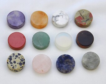 kein Loch 18MM Mix Münze Edelstein ， natürlicher Edelstein Knopf Charme, kein Loch Beidseitig flache runde Form Cabochon, Edelsteindekor ， flache Kreisperlen