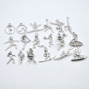 Joias esportivas, ginasta na trave de equilíbrio ginástica 3D, joias de ginasta, acessórios com pingente de dançarina - amuletos de barco a motor, amuletos de bailarina, beisebol