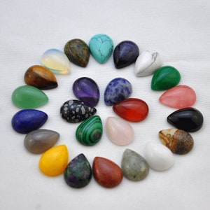 Teardrop Shaped Flat Back Calibrated Gemstone For Earring Jewelry Making，Teardrop Cab, Polished Gem Stone,18x13mm Drop Rings or Pendants