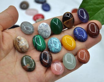 15 x 20 mm Naturstein in ovalen Cabochons, ovale Form natürlicher Kristalledelstein, flache Rückseite Dome Cabochons Schüttgroße