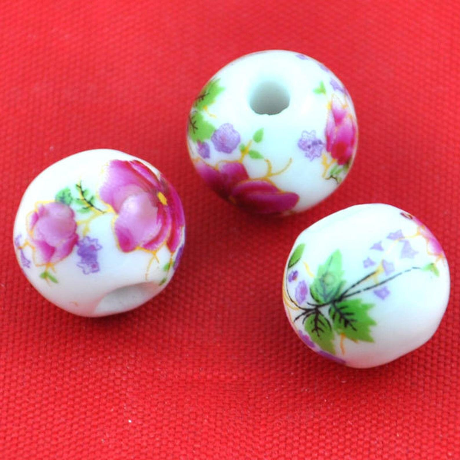Ceramic Beads 10pcs Chinese Hand Painted Blue Ball Bead Etsy