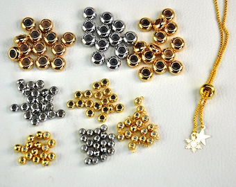 Sliding Adjustable,Rubber Stopper Gold Beads,Rubber Stopper Beads With Ring, Spacer Beads Charm,DIY Bracelet Necklace,Holder Connector