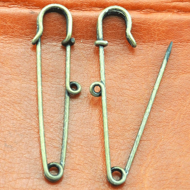 Safety Pins antique Bronze Safety Pin Brooch Charm Etsy