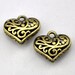 Hollow out a heart-shaped charm - 5pcs Antique Bronze Filigree heart shaped Charm pendant --19x20mm-G118