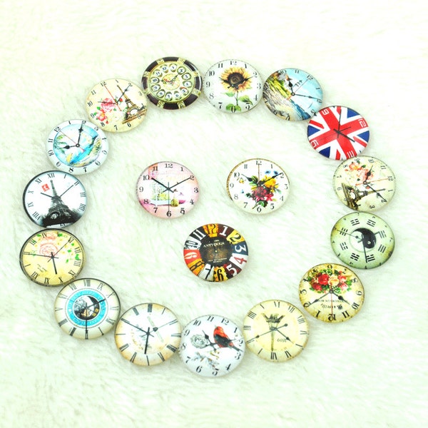 Tour Eiffel mixte, horloge 10mm / 12mm / 18mm / 20mm / 25mm Rond Fait Main Photo Cabochon en verre --