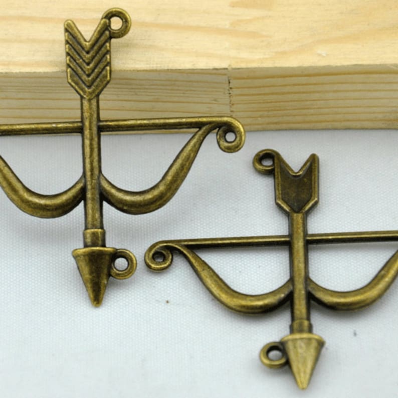 Bow and Arrow 8pcs Antique Bronze Large Crossbow Charm Etsy