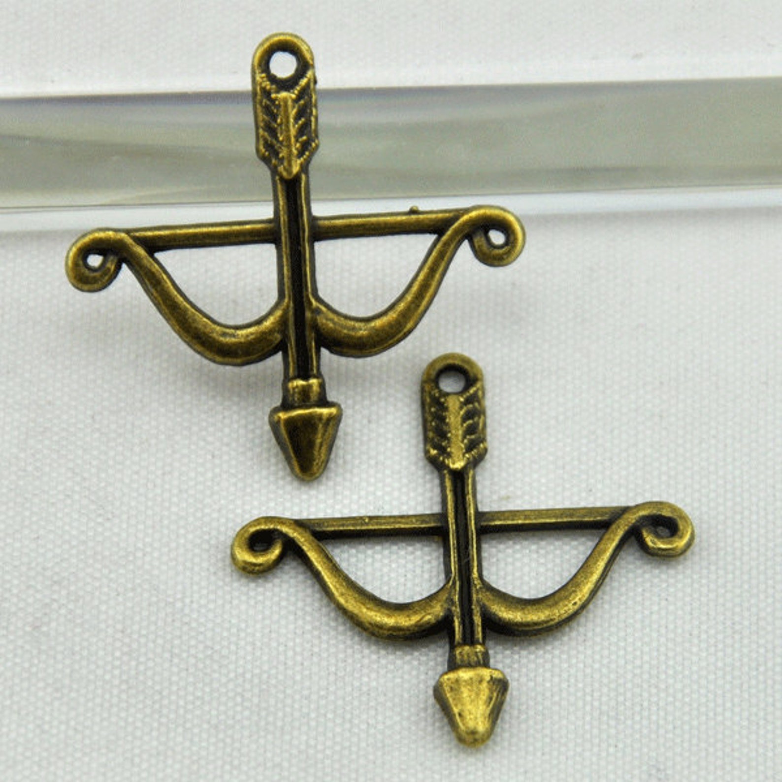 2526mm Antique Bronze Bow and Arrow Large Crossbow Charm Etsy