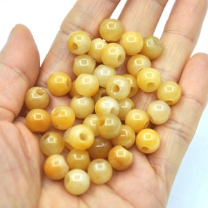 Natural Topaz、Ice Jade large Hole gemstone round Beads.large Hole round beads.Round Stone Beads,Gemstone beads.DIY Jewelry Making