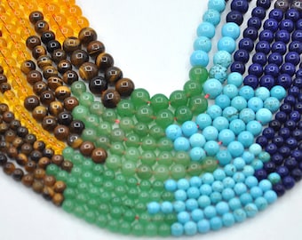 Natural Chakra Beads，Genuine Natural 7 Chakra Gemstone Grade AAA 6mm 8mm 10mm Round Loose Beads Full Strand，rainbow color chakra bead.