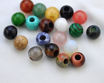 14mm Large Hole Gemstone Round Beads.large Hole Round Beads