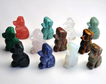 2" natuurlijke edelsteen handgesneden hond beeldje, energetische kristallen sculptuur, kristallen hond beeldje, handgesneden edelsteen hond, kristallen dieren