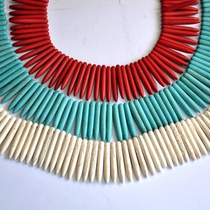 Howlite Stick Needle Spike Long Point Full Strand Beads-Long Turquoise Beads-Spike point Turquoise Beads-5*35mm-15 inches-approx 75 Pieces