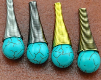 Cone bead caps--- Large Hole Spiral Coil Cone Dangles, multi-strand necklace ends---9.5x21x4mm--G1797-1