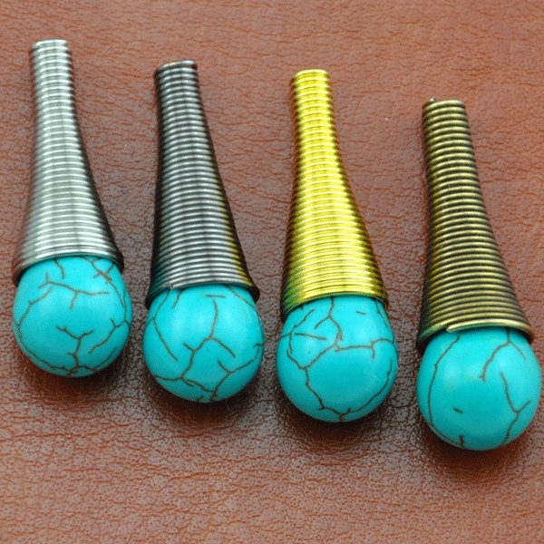 Cone bead caps--- Large Hole Spiral Coil Cone Dangles, multi-strand necklace ends---9.5x21x4mm--G1797-1