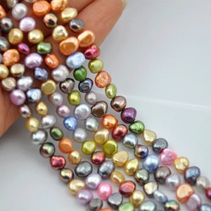5-7mm One Full Strand Freshwater Baroque Pearl，Bridal Pearl Beads,Irregular Baroque Pearl Beads，Nugget pearl beads，wholesale dyed pearl