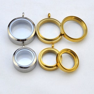 25mm / 30mm-Qualitäts-Edelstahl Floating Medaillon tief, Innere Glas Schraubverschluss Medaillon Kreis Anhänger, Medaillon Anhänger, Glas Medaillon