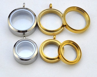25mm/30mm High quality Stainless Steel Floating Locket Deep,Inner Glass Screw Lock Locket Circle Pendant, Locket Pendant,Glass Locket