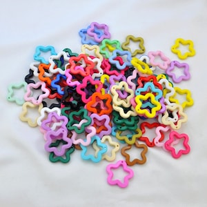 30mm Mixed Color Plastic Star Ring pendant，Pastel Star Beads，Star Connector Pendant,Chunky Acrylic or Resin Beads，DIY Accessory Jewellry