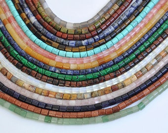 6mm Natural Stone Barrel Beads, Crystal Healing Gemstone Tube Beads,Healing Stone Accent Beads,Drum beads，1 Full Strand 58-63 pcs