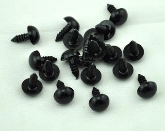 6mm / 8mm / 10mm / 12mm schwarze Sicherheitsaugen, schwarze Puppenaugen, runde schwarze Kunststoffaugen, DIY Amigurumi Sicherheitsaugen, Teddybäraugen, Handwerk Sicherheitsaugen