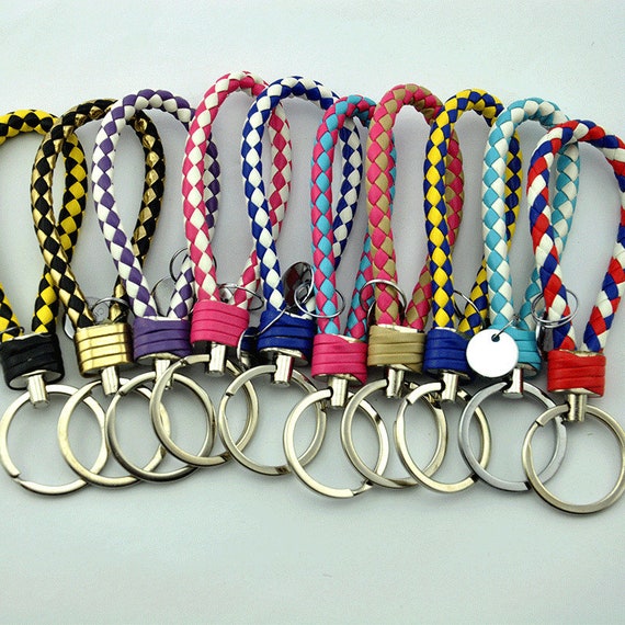 Colorful Leather Strap Braided Keyring,leather Braided Key Chain
