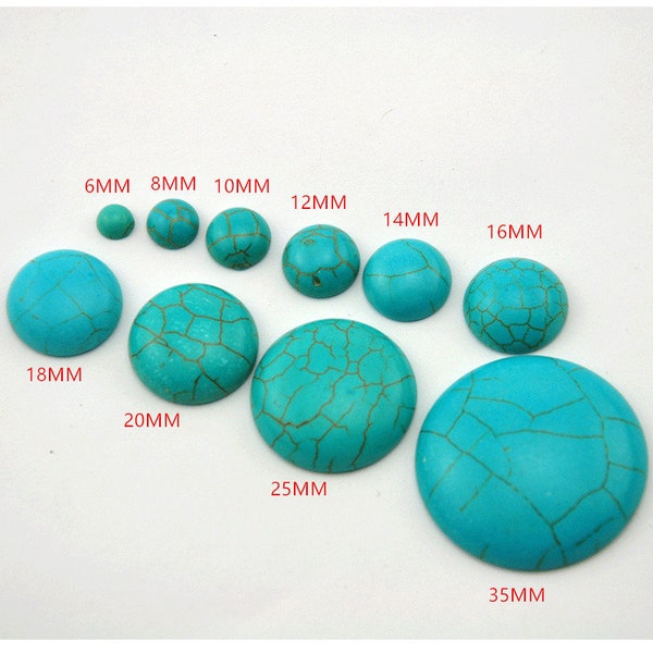 6MM-35MM Round Turquoise Cabochon Flatback Craft Jewelry Making DIY, Blue cabochons,blue gemstone,turquoise cabochon