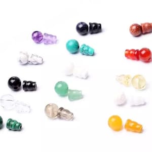2 sets Natural Gemstone Guru Beads 8mm 10mm 12mm Guru Beads 3 Holes Bulk-Beads， DIY Jewelry Bulk Wholesale，T drilled Bead,Beads Mala Making