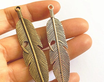 16x62mm-----5-20pcs Antique Bronze /Antique Silver Native Inspired Woodland Feather Charm Pendants,DIY Accessory Jewelry Making ---G977