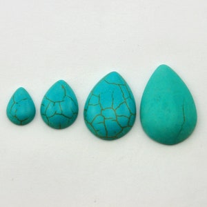 Turquoise Teardrop Cabochon, Reconstructed Turquoise, Flatback Craft Jewelry Making DIY,blue gemstone,turquoise cabochon