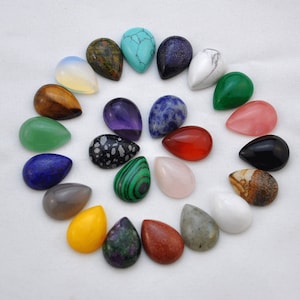 10x14mm Teardrop Shaped Flat Back Calibrated Gemstone For Earring Jewelry Making，Teardrop Cab, Polished Gem Stone, Drop Rings or Pendants