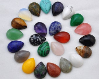 10x14mm tropfenförmiger, flacher Rücken, kalibrierter Edelstein für die Herstellung von Ohrringschmuck, Teardrop Cab, polierter Edelstein, Tropfenringe oder Anhänger
