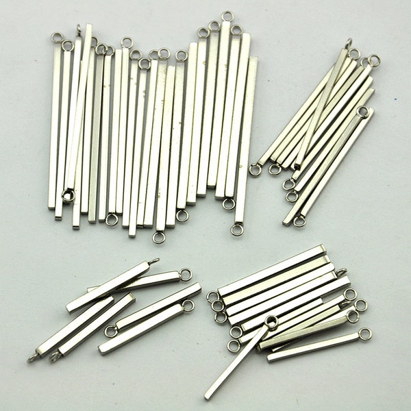 Stainless Steel Bar Pendants Long Bar Charms，Stainless Earring Finding，Skinny Pendants，Name Plate，Personalized stamping bar-1995