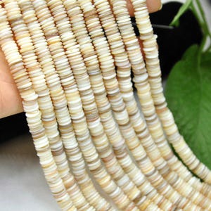Contas espaçadoras de concha natural, contas heishi de concha, fio perfurado para materiais de bijuteria DIY, contas redondas planas, pulseira e colar DIY - B022