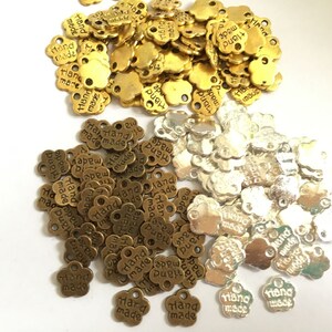 Handmade Charms -80pcs Gold plated/Antique Bronze/Silver plated Mini Flower Handmade Stamping Charm Pendants---8mm--G393