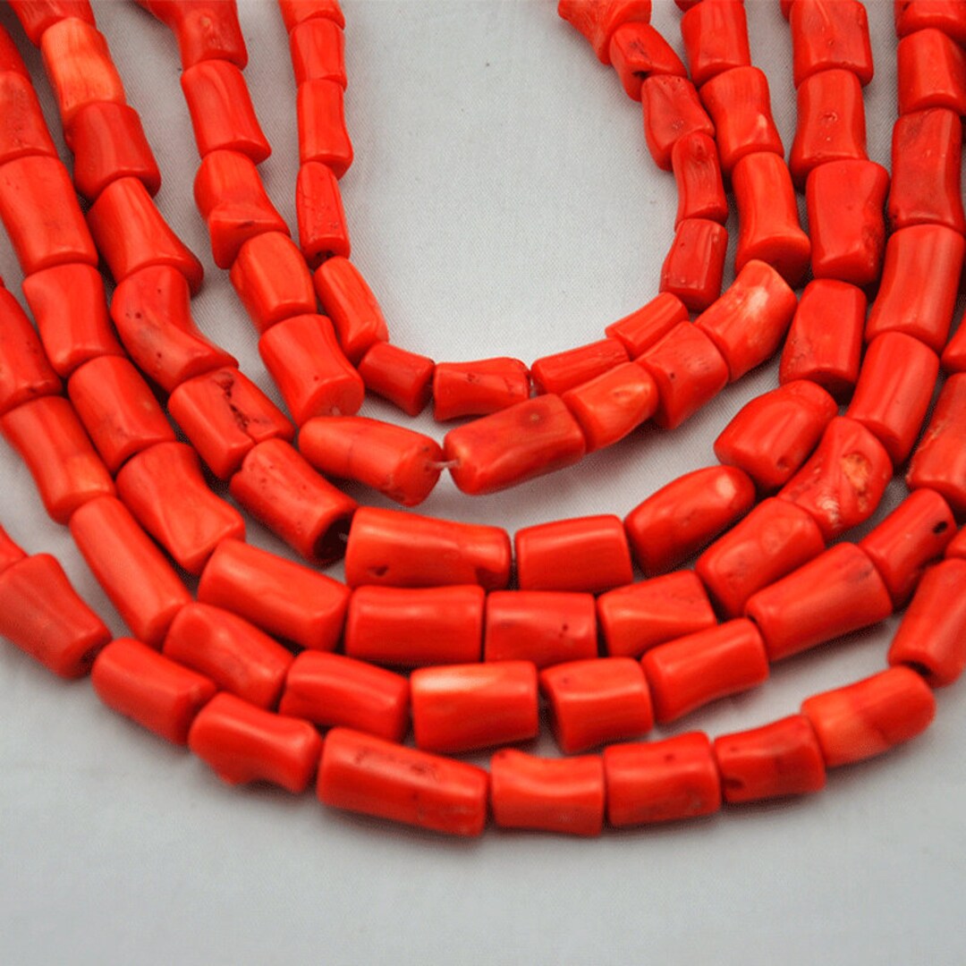1 Strip Orange Coral Beads Pendants Strand, Coral Gemstone Pendentifs