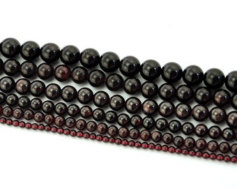 Genuine Natural Wine Red Garnet Loose Beads Grade AA Round Shape，Garnet Smooth Round Beads 3-10mm 15.2" Strand，Smooth Gemstone Beads