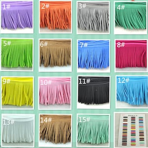 Sale suede leather fringes, for costume fringes,fringed trim faux suede，leather fringes ,Indian fringes,80mm wide-PX003