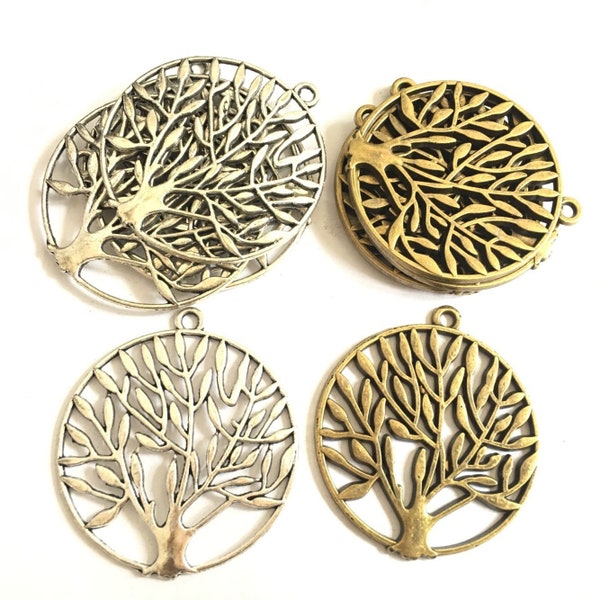 10 pcs Antique Bronze /Antique Silver Filigree Round Tree Charm Pendants,DIY Accessory Jewelry Making ---G1135