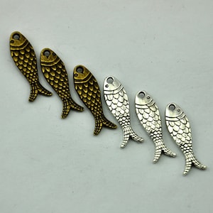 824mm Antique Bronze /Antique Silver Fish Charm Pendants,DIY Accessory Jewelry Making G695 image 1