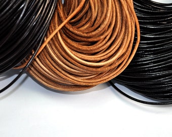 Nautral Genuine Round Leather Cords For Jewelry Making 1.5mm 2mm Cowhide Genuine Leather Cord,Bracelet Cord Necklace Cord,Leather Cord