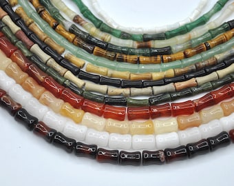 Natural Crystal Bamboo Tube Beads，bone shape tube beads,stone column beads，About 5x12mm/8x12mm Bamboo Gemstone Nugget Beads