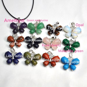 butterfly Crystal healing Pendant，Crystal Butterfly Jewelry,butterfly Pendant Large butterfly Necklace Wholesale Gemstone Pendant