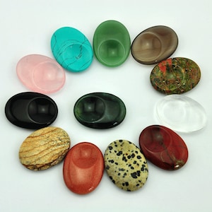 1-10pcs Types de pierre d’inquiétude pour la guérison des cristaux, pierre de pouce, dalles de pierre d’inquiétude, pierre de palmier de poche, cristal / lapis-lazuli / pierre d’inquiétude d’agate