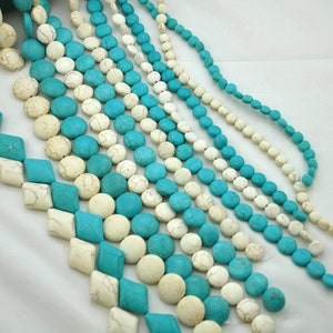Strand synthetische turquoise ruit hanger kralen, turquoise munt kralen, turquoise munt schijf kralen edelsteen DIY sieraden maken