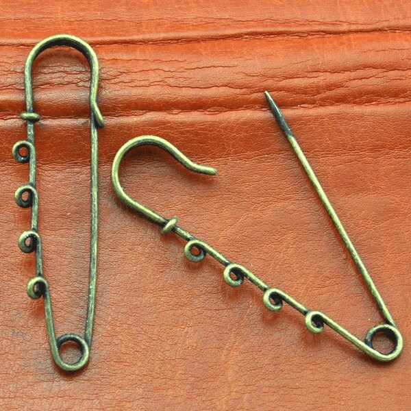 Safety Pins antique Bronze Safety Pin Brooch Charm Etsy