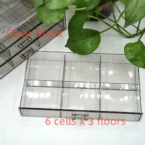 Caja de almacenamiento transparente de acrílico para diamantes de imitación, cuentas, clavos y mini suministros para manualidades. Estuche con divisores fijos para manualidades, joyería y manualidades.