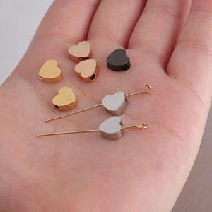 8mm Stainless Steel Gold Plated Heart Blank Beads, Stainless Steel Heart Blank Bead,Heart Spacer Beads,blank steel metal heart beads